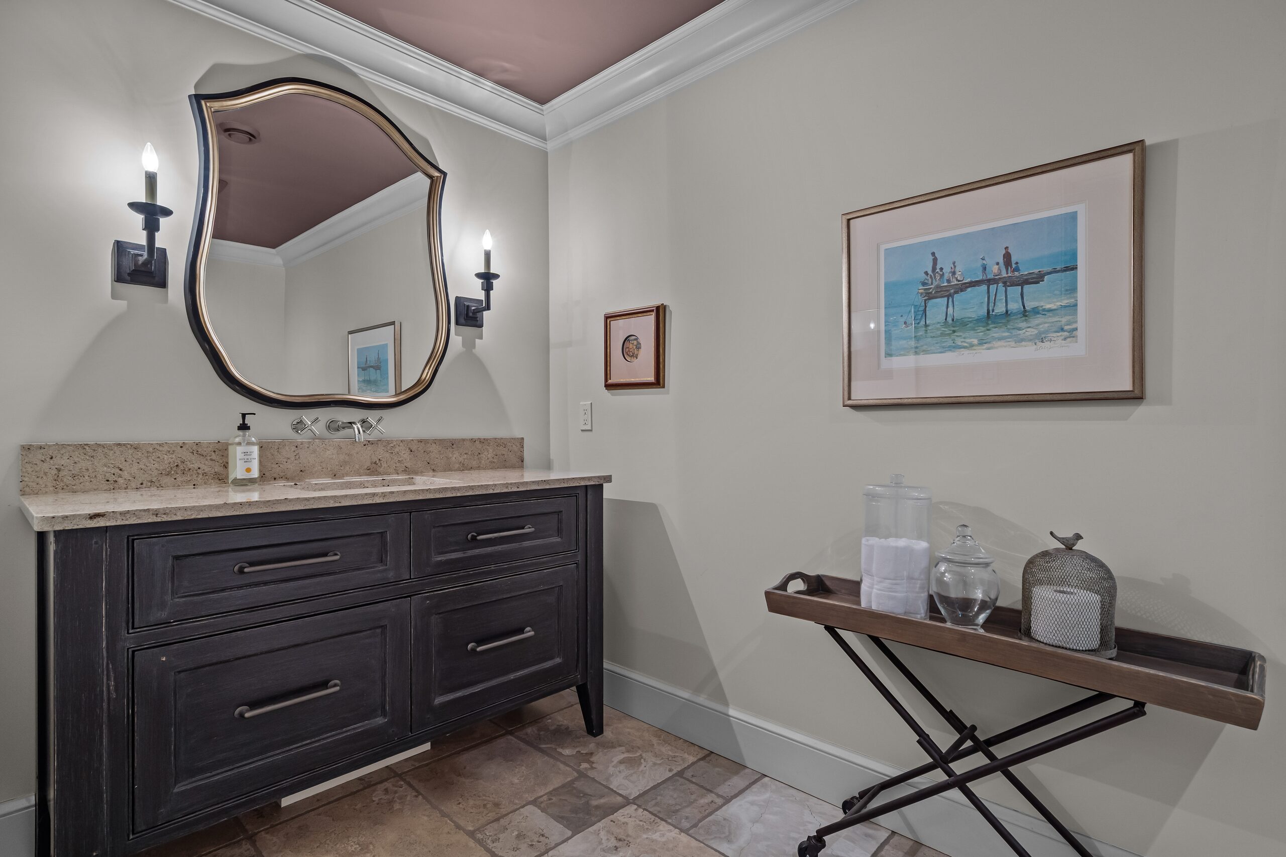 Lower powder room